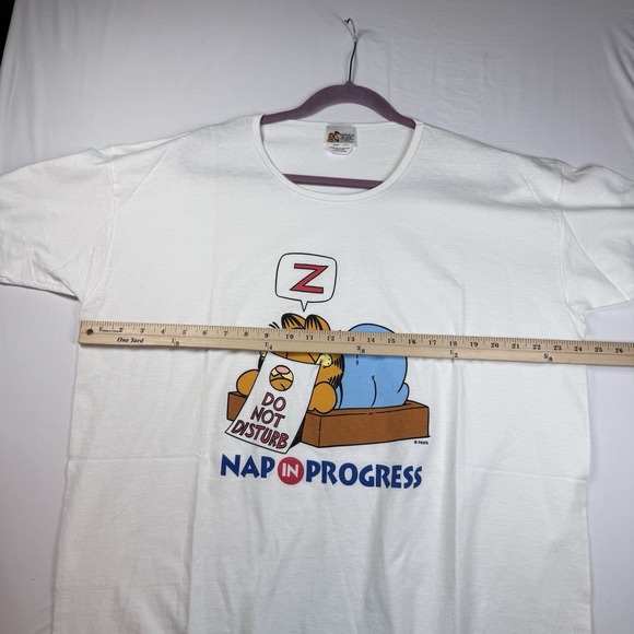 Vintage Garfield Cat Sleepshirt Nightgown One Size White Retro Nap 100% Cotton - Picture 7 of 13